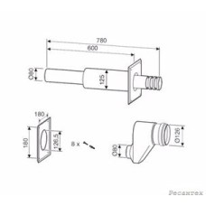 Bosch  Гориз. комп. для отвода дым. газов через нар. стену DN80/80 на DN80/125