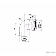 Bosch  Угловое колено  с рев. отв. DN60/100 90гр