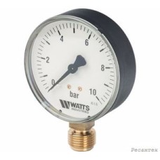 Watts  F+R200(MDR) 80/10x1/2  Манометр радиальный 80мм, 0-10 бар